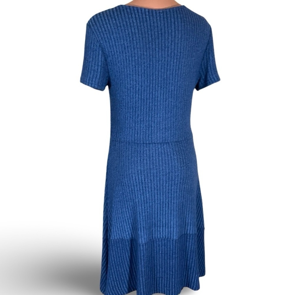 GAP Ribbed Knit Casual Fit & Flare Dress Women S Blue Minimalist Preppy Pullover - Picture 6 of 9